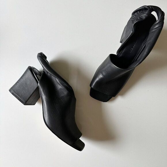 Sigerson Morrison Lenny Twisted Slingback Leather Sandals Black Women's 8.5 - Picture 1 of 13